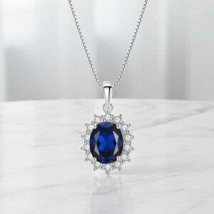 Ladies Blue Silver Princess Necklace